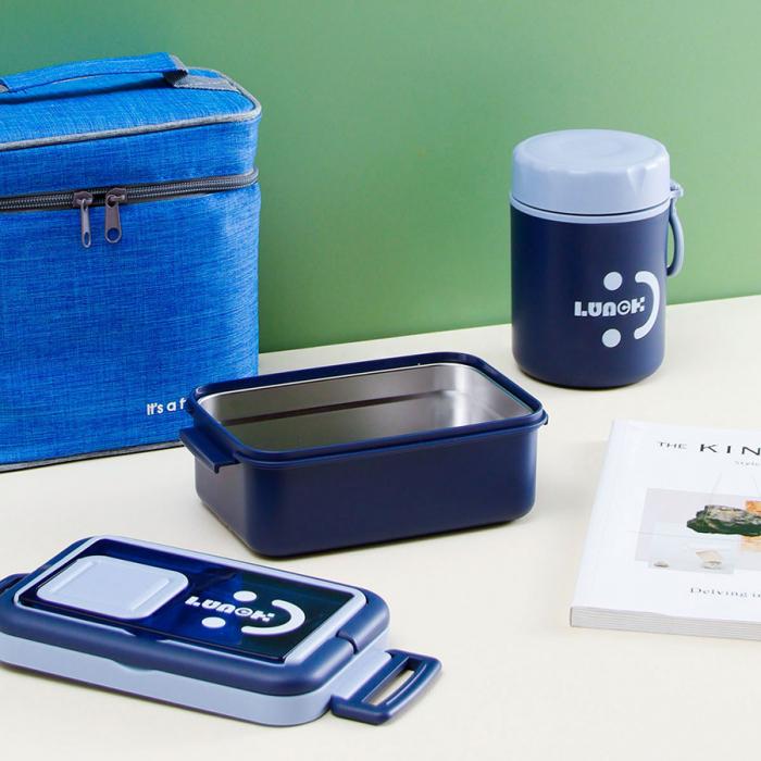 悠悅簡逸不銹鋼便當(dāng)盒套裝B(680ml+480ml)